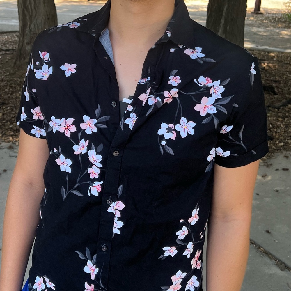 DENIM & FLOWER RICKY SINGH CHERRY BLOSSOM MEN FLORAL BUTTON DOWN DRESS SHIRT GUY